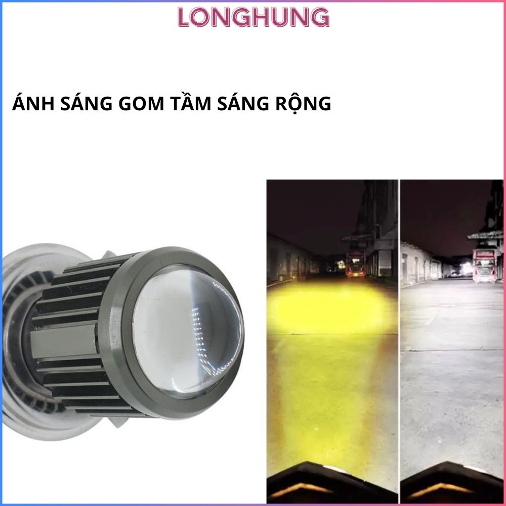 Đèn Pha Bi Cầu Cos Vàng Pha Trắng, Đèn Pha Xe Máy Bi Cầu Chân H4 Lắp Cho Các Loại Xe Ga, Xe Số [BẢO HÀNH 6 THÁNG]-DPBV1