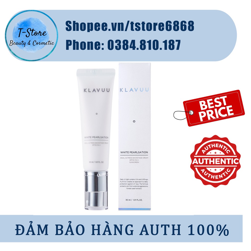( AUTH - CÓ SẴN) Kem Lót Klavuu White Pearlsation Ideal Actress Backstage Cream SPF30 PA++