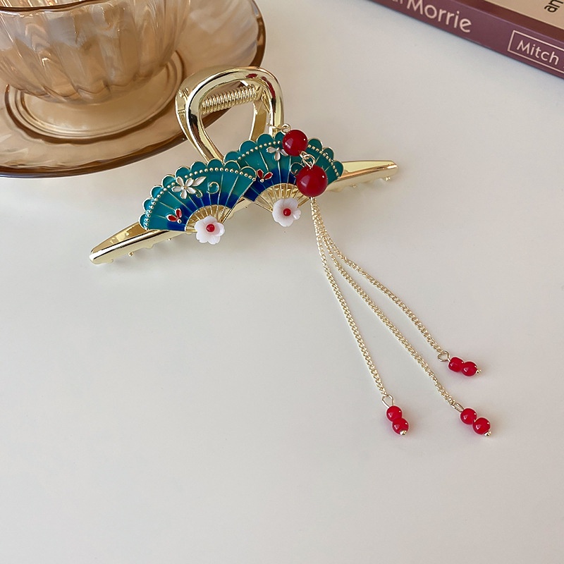 Kẹp Tóc Hình Quạt Thiết Kế Phong Cách Trung Hoa Sang Trọng Cho Nữ