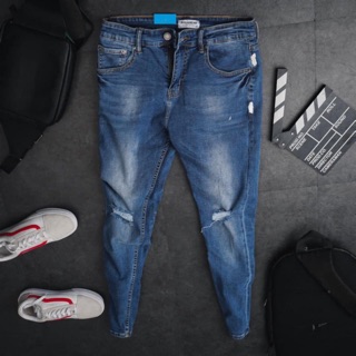 Quần jean nam xuất xịn màu xanh phun sơn skinny ống ôm