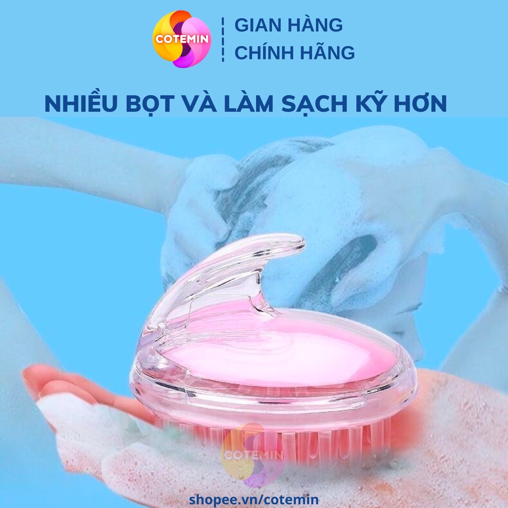 Lược Gội Đầu Silicon Nhiều Màu Sang Trọng Massage Đầu Giảm Stress Rụng tóc Kích Thích Mọc Tóc COTEMIN