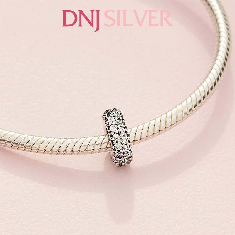 Charm bạc 925 cao cấp, hàng chuẩn bạc - Charm Clear Pavé Spacer thích hợp để mix vòng tay charm - DN200