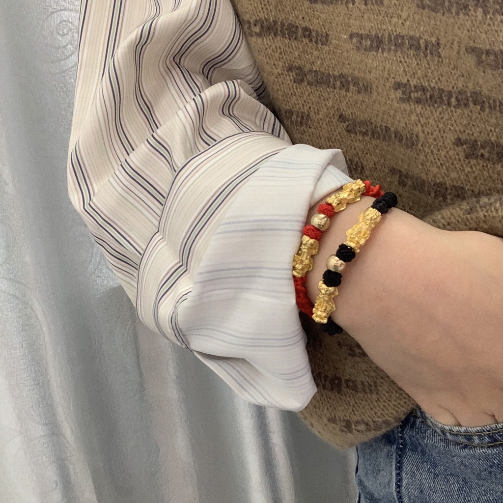 Vòng đeo tay RINHOO dây bện màu đỏ/ đen thời trang đem lại may mắn