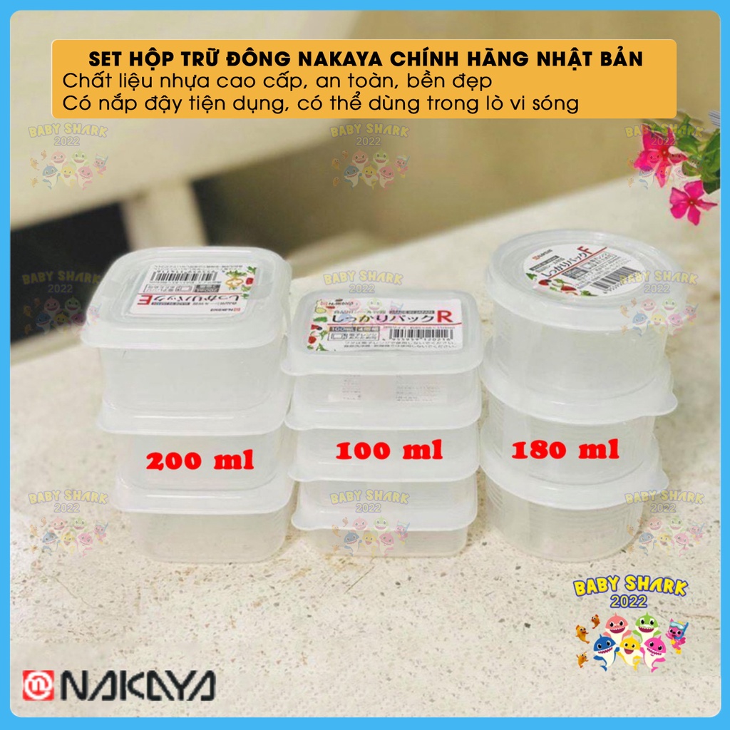 [Chính Hãng] Set khay trữ đông, hộp trữ đông NAKAYA nội địa nhật 100/180/200 ml