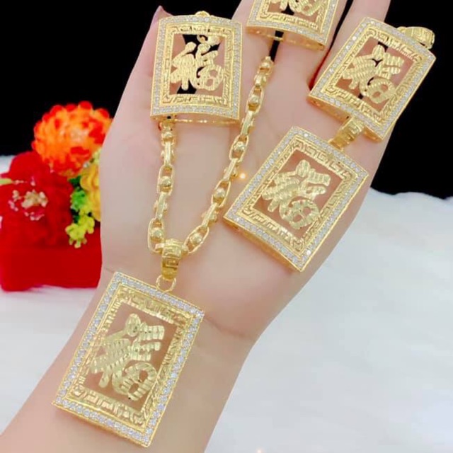 Dây chuyền nam mặt chữ phúc dát vàng 18k cao cấp