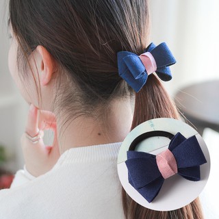 Dây buộc tóc nơ màu xanh siêu dễ thương