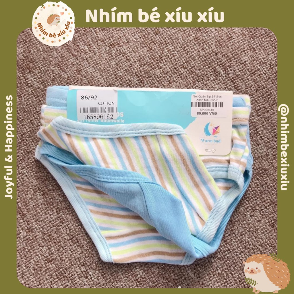 Combo 3 quần sịp/quần chip kẻ ngang chất cotton bé trai (7.5-20 kg) nhimbexiuxiu