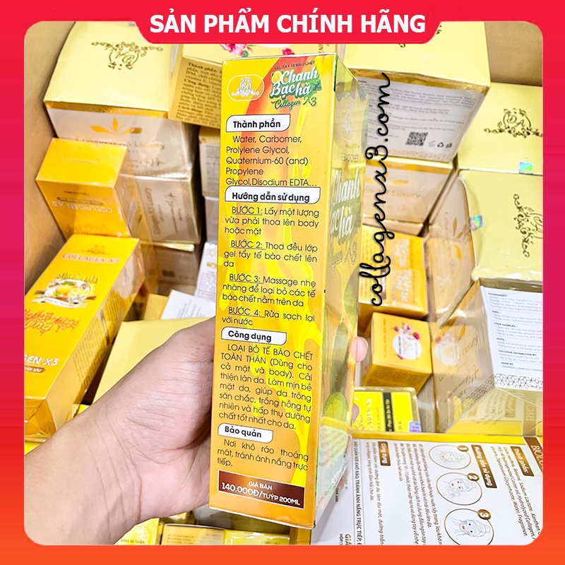 Tẩy Tế Bào Collagen X3 chính hãng Mỹ Phẩm Đông Anh - Gel tẩy tế bào chanh bạc hà Colagen X3