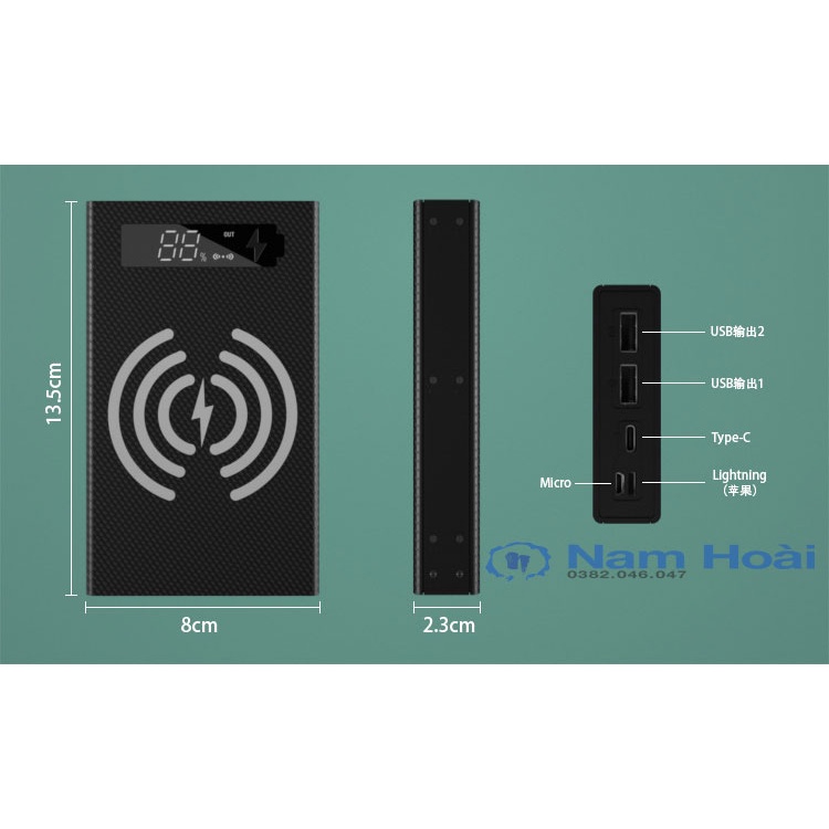 Box sạc dự phòng không dây 5 cell pin 18650 CX5-Qi