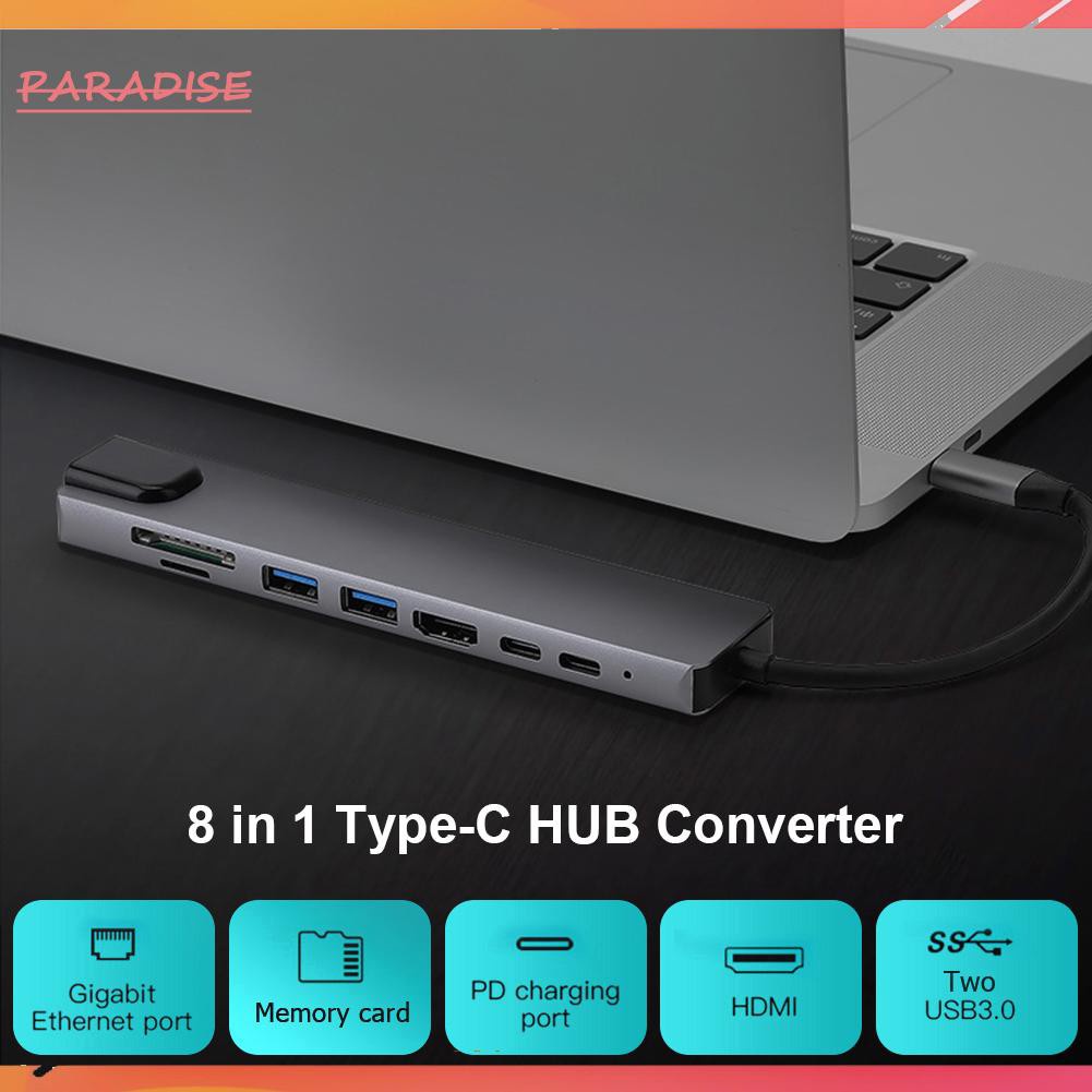 Bộ Chuyển Đổi Type-C 8 Trong 1 4k Hdmi-Compatible 2 Usb3.0 Usb C Pd Sd / Tf Rj45 | BigBuy360 - bigbuy360.vn