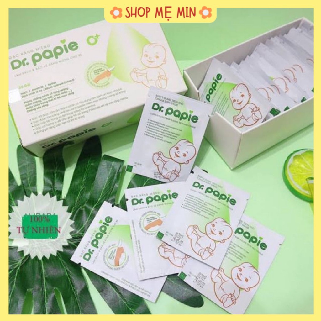 ￼Gạc rơ lưỡi/ rơ răng miệng vệ sinh cho bé hiệu Dr.Papie (Hộp 30 gói)