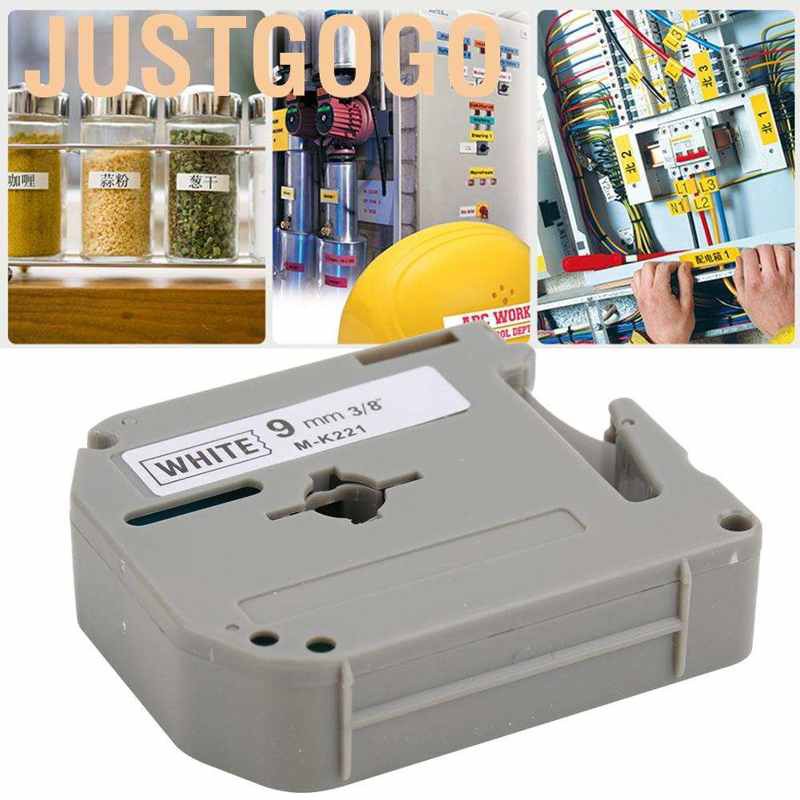 Justgogo 1 Pcs Durable Compatible Label Maker Tape M-K221 9mm for Brother PT-65/70/80