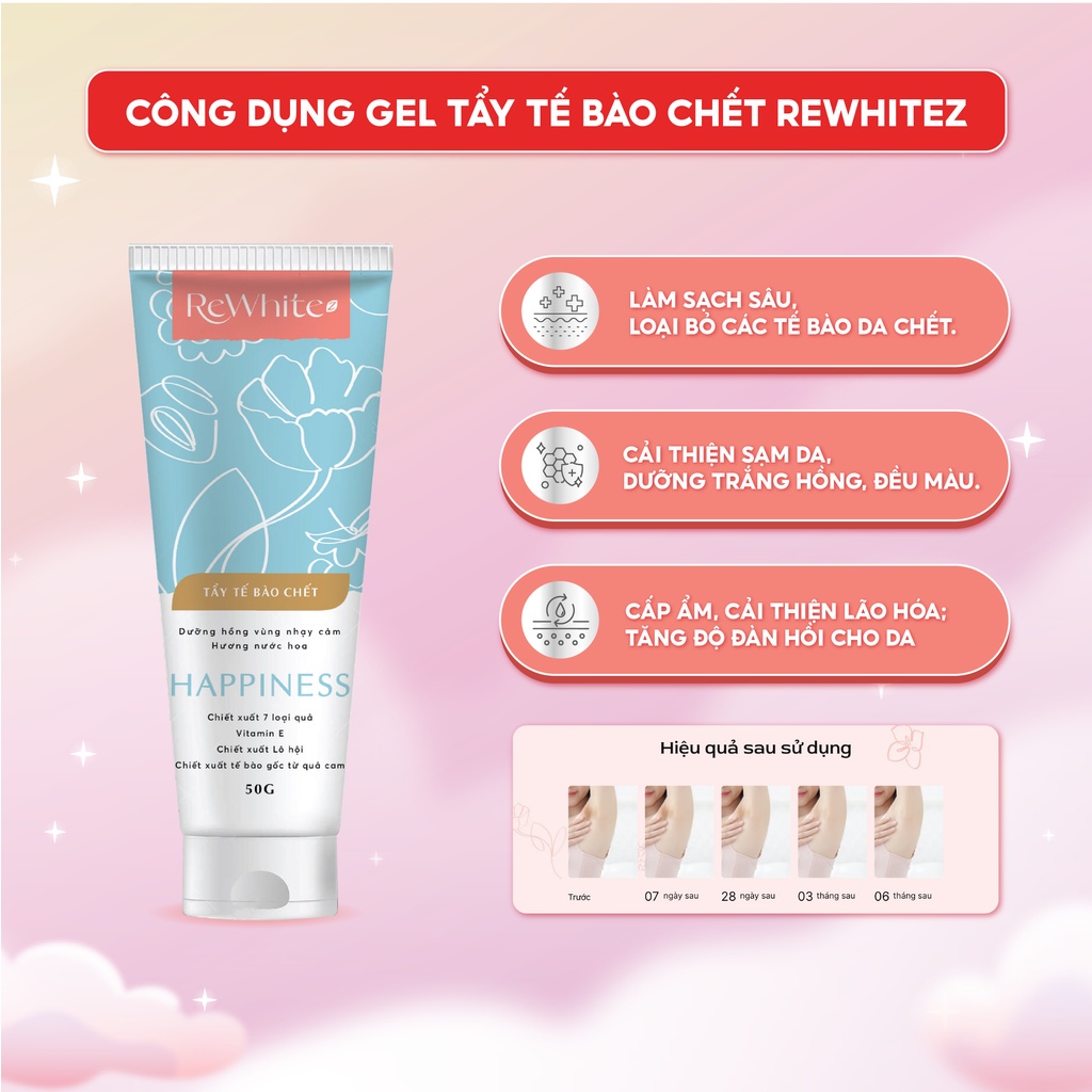 Gel mờ thâm+ tẩy tế bào chết Rewhitez giảm mờ thâm nách đầu gối làm hồng vùng kín nhũ hoa (típ xanh)- 50G shop Hello Sun
