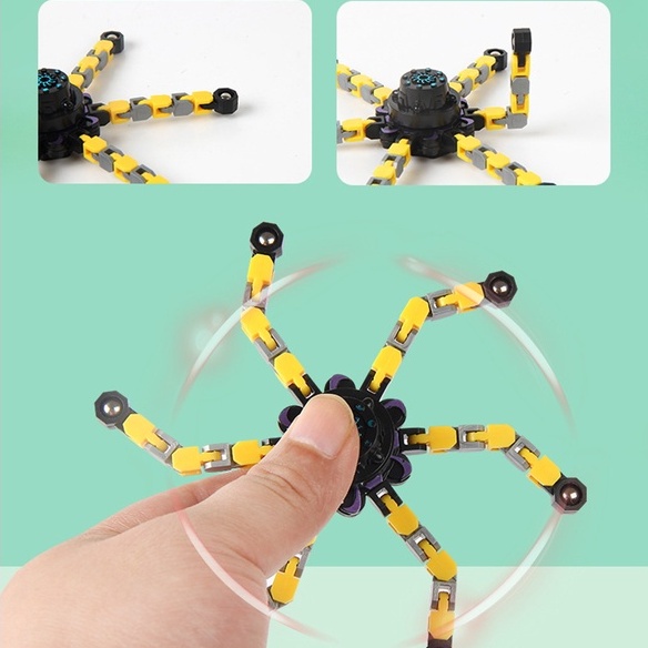 Spiner robot kim loại 6 cánh cao cấp có thể gấp gọn ANDYKIDS Fidget spiner đồ chơi xả stress văn phòng