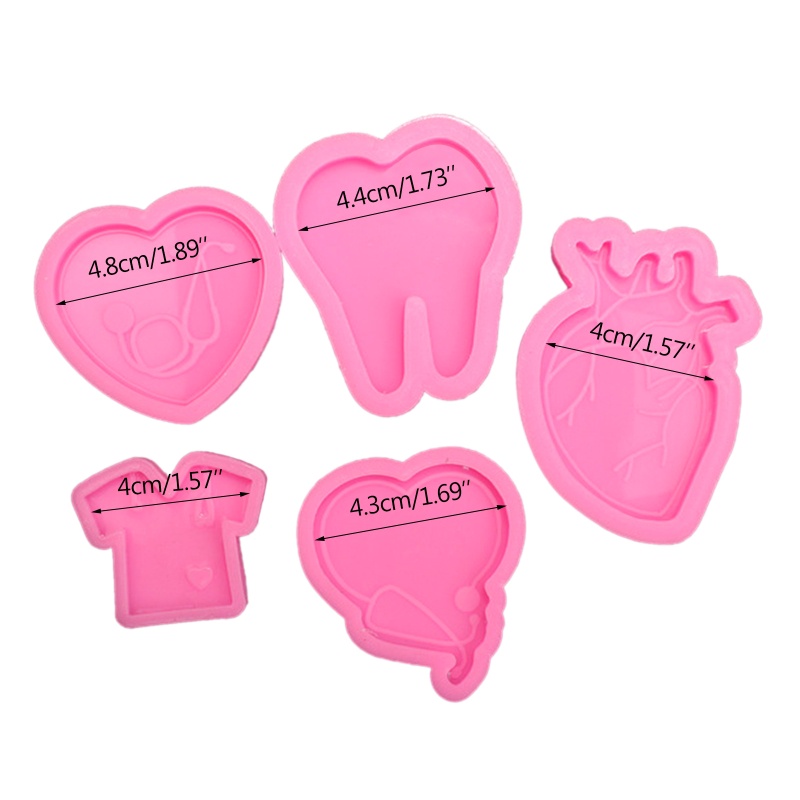 Set 5 Khuôn Silicone Làm Bánh Hình Gương Cho Bác Sĩ / Y Tá Diy