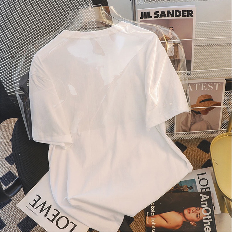 NRVP Áo Thun Tay Ngắn Cổ Tròn Bằng Vải Cotton 100% Nguyên Chất Thời Trang Mùa Hè Dành Cho Nữ Phong Cách Hàn Quốc