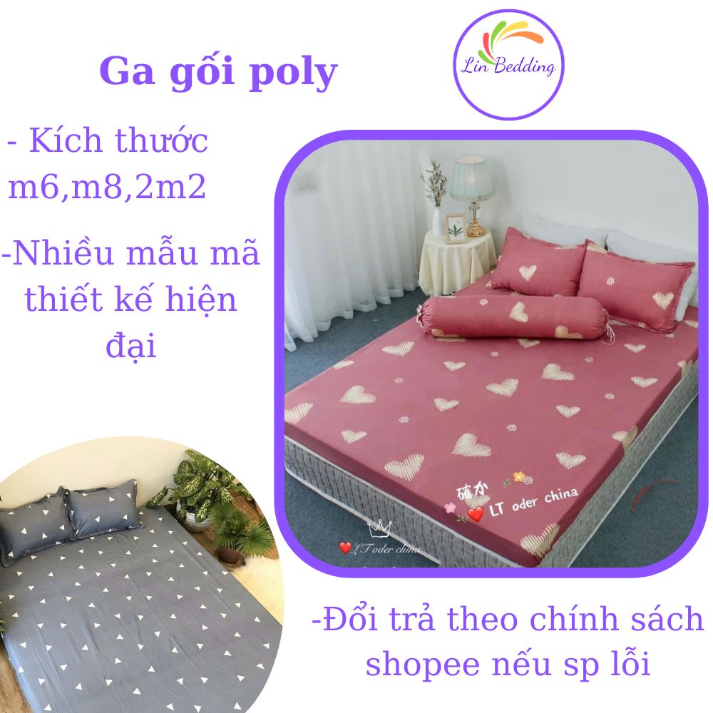 Ga gối poly Lin Bedding drap ga giường poly, ga trải giường cotton + 2 vỏ gối nằm đầy đủ kích cỡ | BigBuy360 - bigbuy360.vn