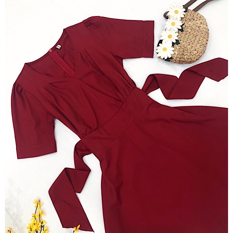 Đầm đỏ xoè cột eo (kèm hình thật) | BigBuy360 - bigbuy360.vn