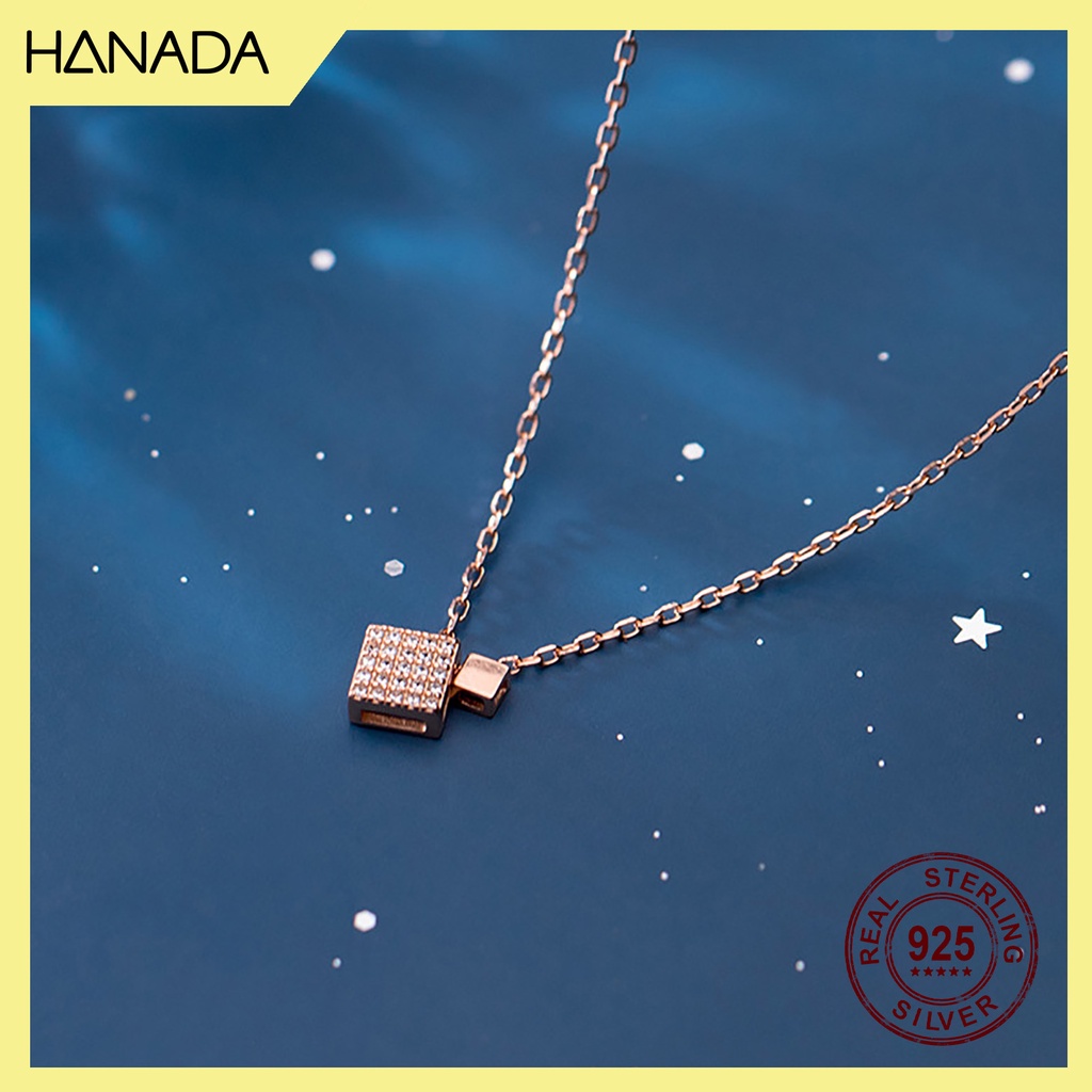 Dây Chuyền Bạc 925 Hanada Vuông Đá 0167 F9
