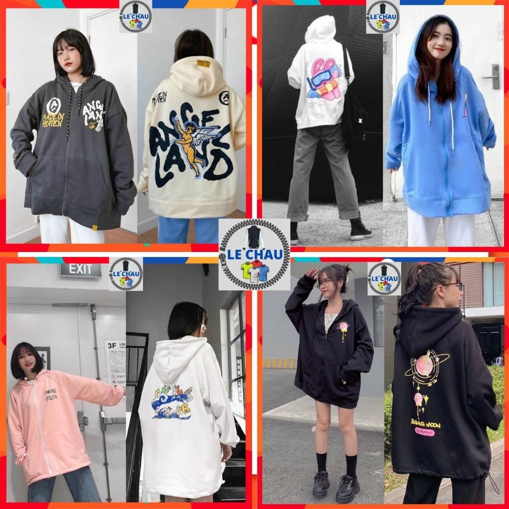 Áo khoác nỉ hoodie nam nữ form rộng có dây kéo ulzzang unisex  nhiều mẫu LECHAU AKNHH01 chất nỉ bông cao cấp giá rẻ đẹp | BigBuy360 - bigbuy360.vn