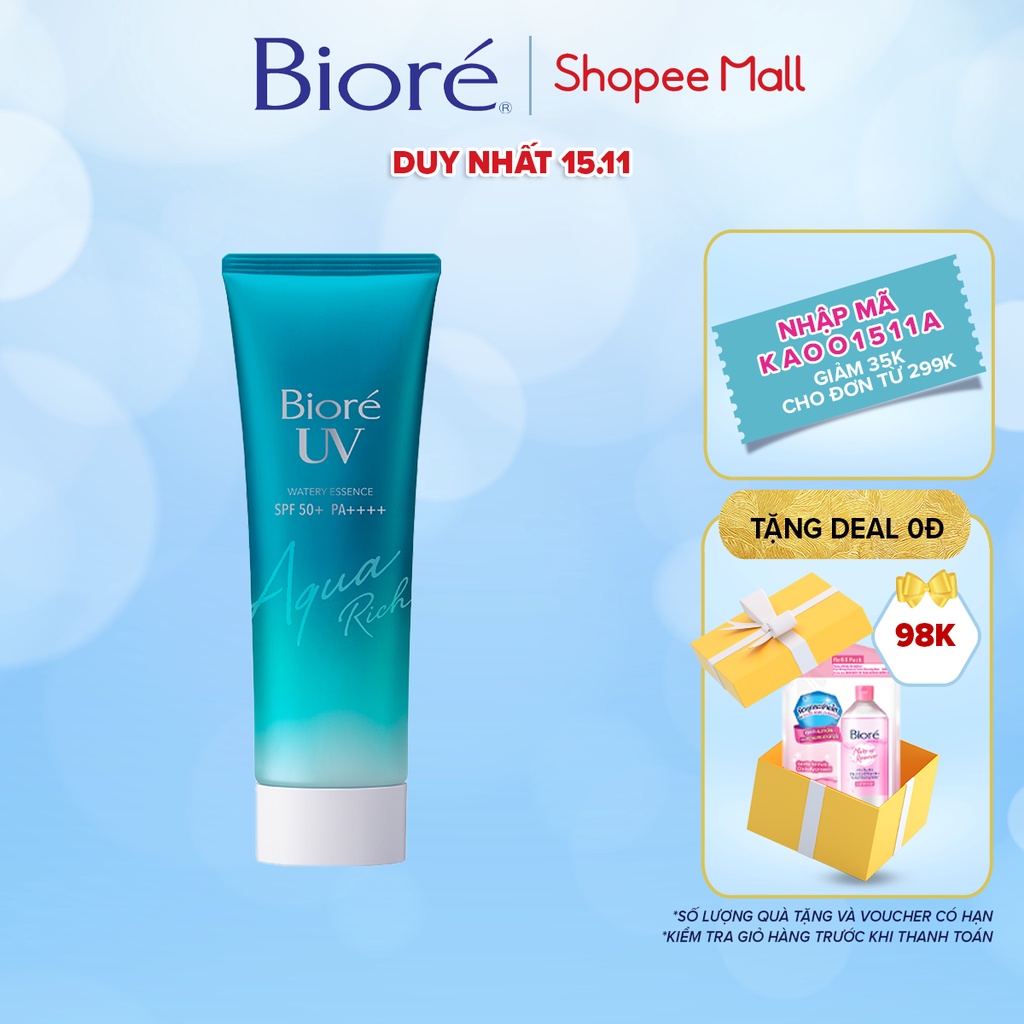 Essence Chống Nắng Màng Nước Dưỡng Ẩm Biore UV Aqua Rich Watery Essence SPF50+/PA++++ 85G