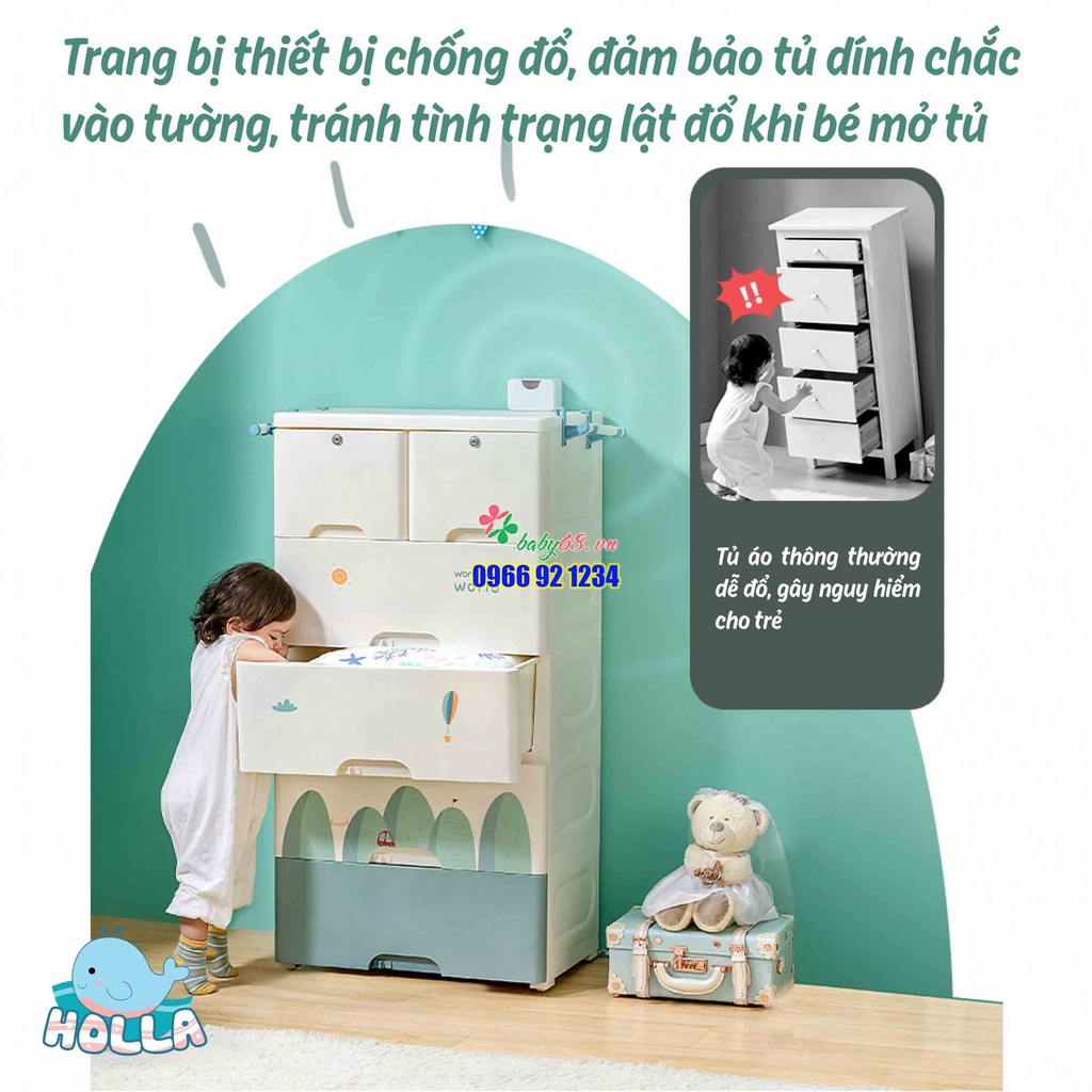 Tủ nhựa ngăn kéo 5 tầng holla cao cấp cho bé Holla HL-09135