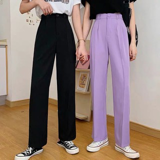 Quần Tây Ống Suông, Quần Tây Nữ Lưng Cao Phong Cách Hàn Quốc