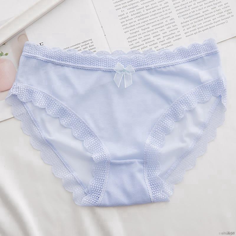 Quần Lót Ren Không Đường May Đính Nơ Thoáng Khí Cho Nữ