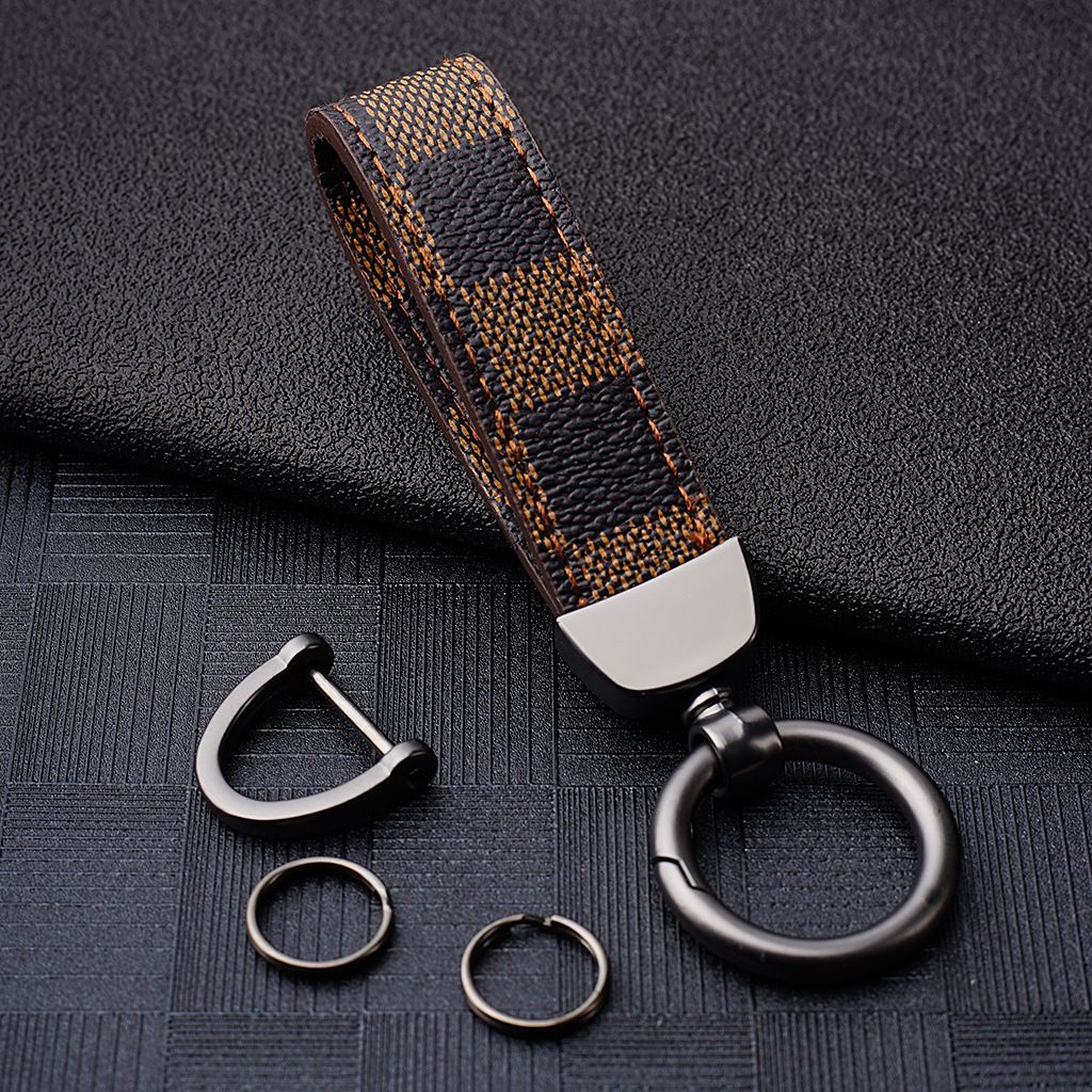 Móc khóa dây da PU có vòng giữ kim loại sang trọng dành cho cả nam và nữ