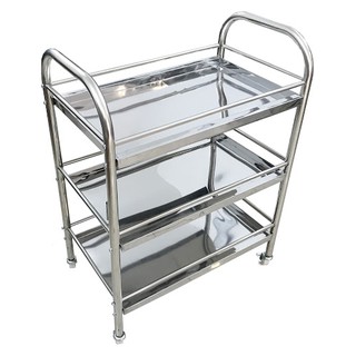 Xe đẩy 3 tầng [ TB PHÒNG TN, BV,TTYT ]  INOX THƯỜNG