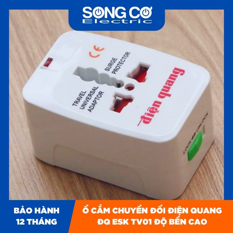 Phích Cắm Chuyển Đổi Đi Du Lịch Nước Ngoài Ổ Cắm Chuyển Đổi All In One ĐIỆN QUANG ĐQ ESK TV01 Độ Bền Cao
