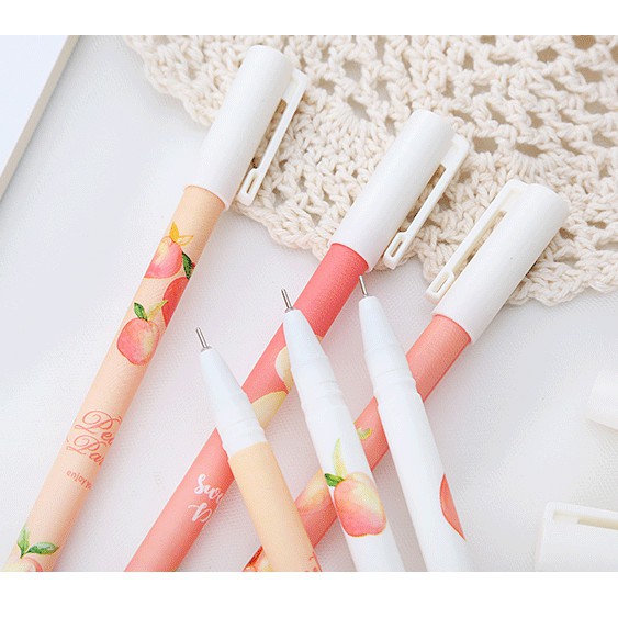 Bút Bi Ngòi 0.38mm Thiết Kế Hình Quả Đào Xinh Xắn