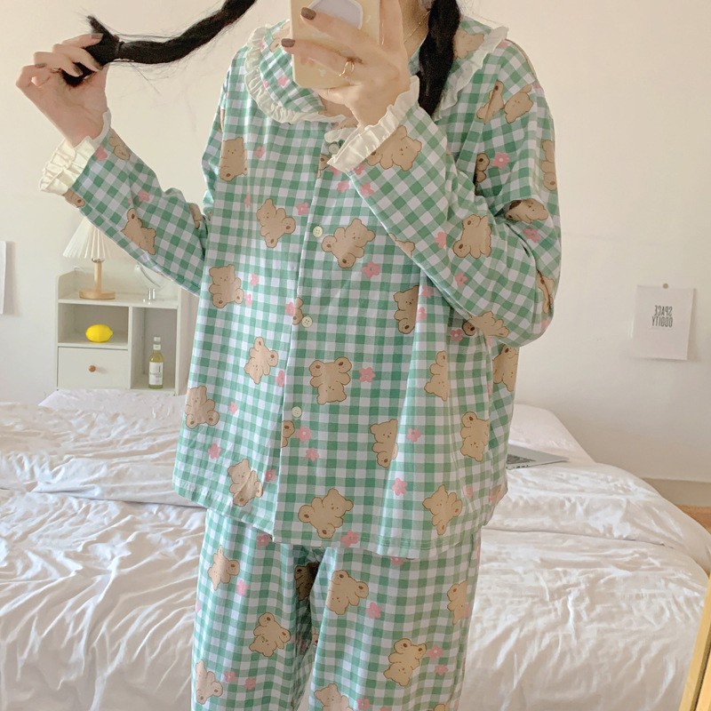 Bộ ngủ nữ cao cấp,pijama cotton dài tay công chúa dễ thương C40 | BigBuy360 - bigbuy360.vn