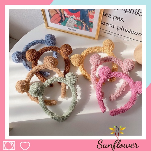 Cài tóc tai gấu hình thú len xù, Bờm cài tóc gấu xinh xắn - PK196