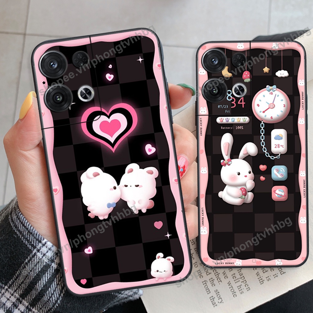 Ốp lưng Oppo Reno 8 4G / Reno 8 5G / Reno 8Z 5G gấu,thỏ trắng , đồng hồ dễ thương cute cực đẹp