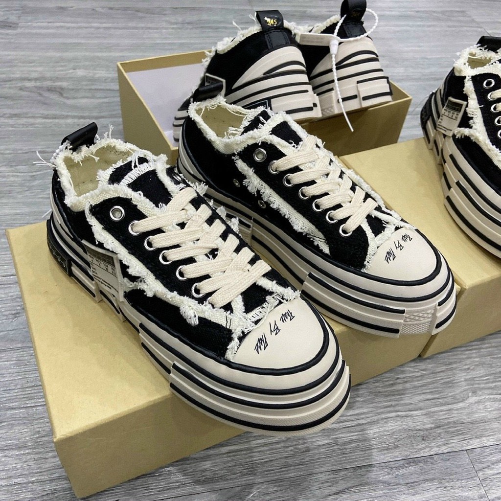 Giày sneaker thể thao nam nữ xVESSEL cao thấp đế gỗ cao 4cm style rách  bảo hành 6 tháng(mẫu giày mới 2020 đẹp cá tính)