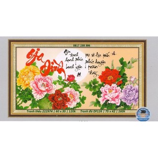 Tranh thêu chữ thập gia đình mẫu đơn 222974 (60 x 35 cm)