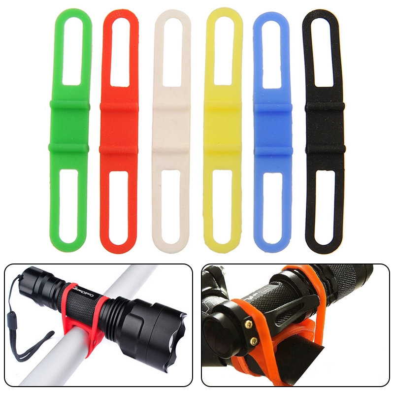 Phụ kiện xe đạp Bike Front Light Holder Bicycle Handlebar Flashlight Phone Silicone Fixing Tie Rope Strap