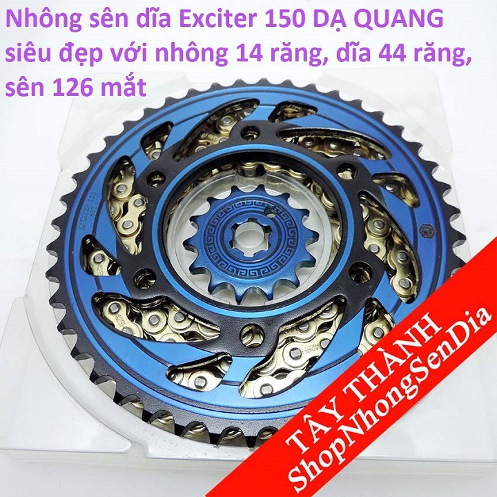 [Siêu Khuyến Mãi] bộ nhông sên dĩa Exciter 150 dạ quang đi đêm cực đẹp,NSD EX150, Bảo hành 06 tháng, Shop Tây Thành