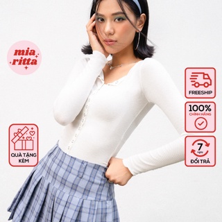 Áo thun gân body cổ tròn dài tay khuy bấm Mia Ritta A1960 ảnh thật