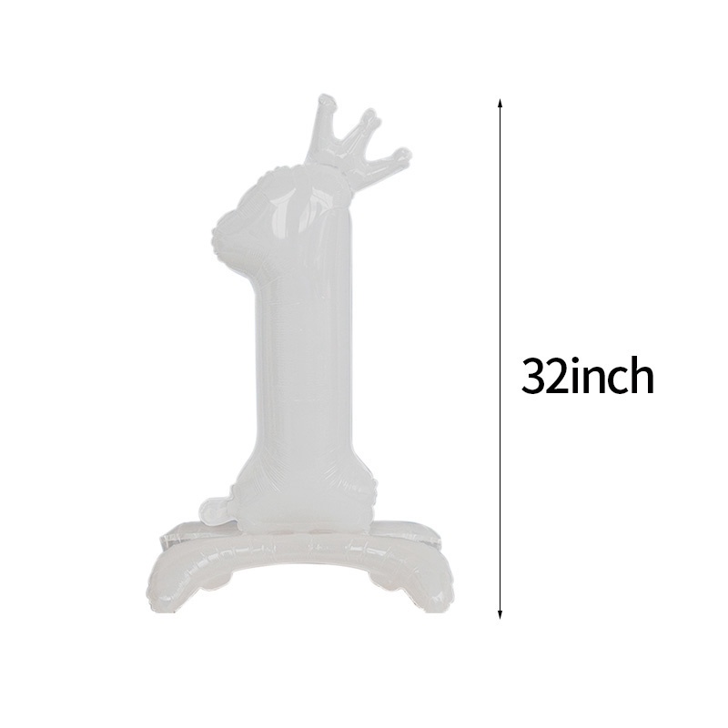 Bong Bóng Nhôm 32 Inch Hình Chữ Số Màu Trắng / Đen