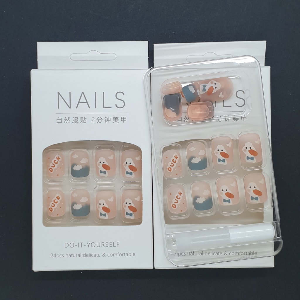 Móng tay giả ngắn hình vịt và chữ dễ thương  💖 SẴN KEO DÁN 💖