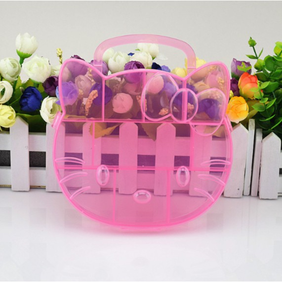 CLEAR Hộp Nhựa Đựng Trang Sức Hình Hello Kitty