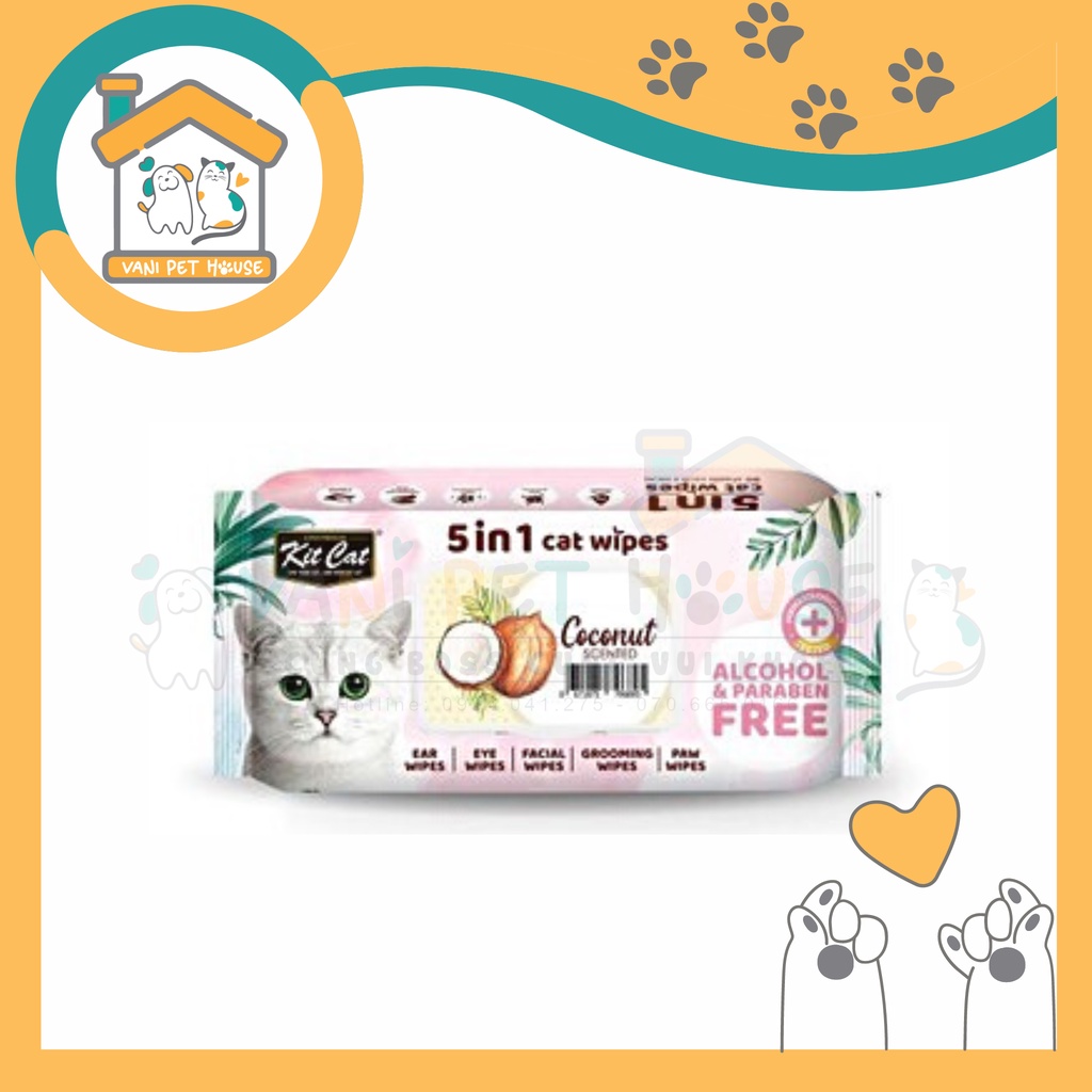 Khăn ướt cao cấp Kitcat khử mùi kháng khuẩn cho mèo (Gói 80 tờ)
