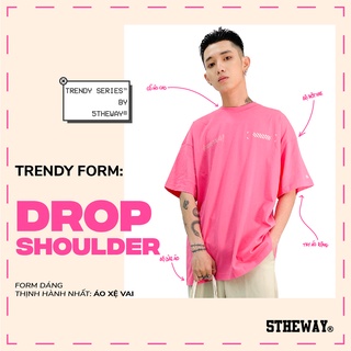 5THEWAY® /public icon/ LETTER DROP SHOULDER TEETM in PINK aka Áo Thun Hồng Tay Ngắn