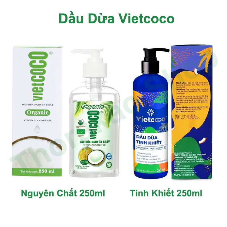 Dầu dừa nguyên chất - tinh khiết Vietcoco chai vòi 250ml