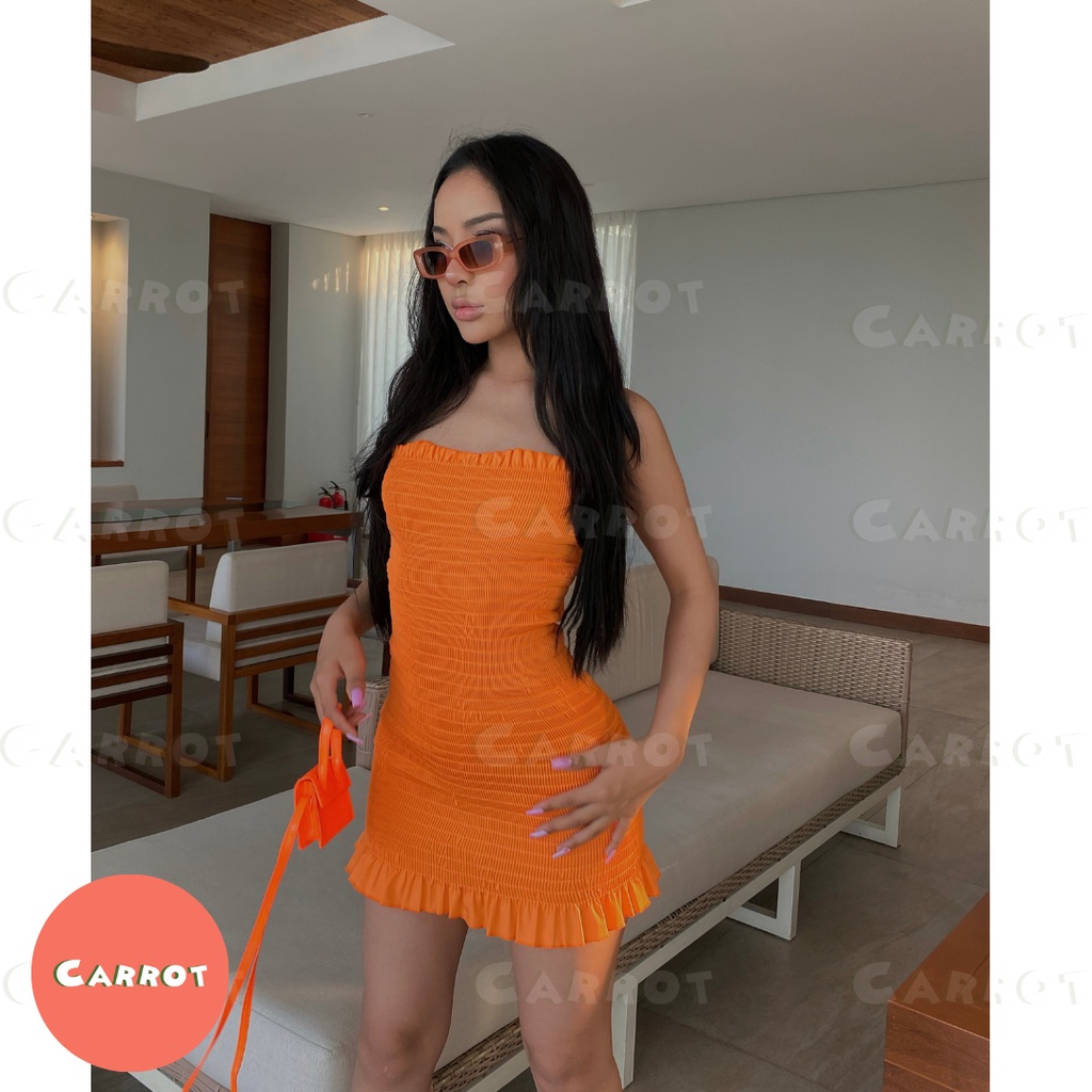 Đầm body ôm dáng váy nhúm thiết kế không tay phong cách cá tính, sang chảnh phù hợp đi chơi chụp ảnh Carrotxinhdep