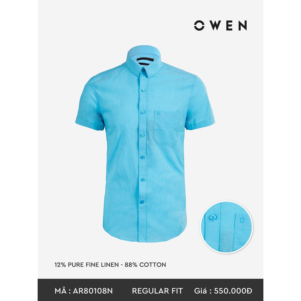𝐑ẻ Sale SALE (Chính Hãng) Sale 10.10 . Áo sơ mi Cộc tay Owen - Áo sơ mi nam AR80108 Cực Đẹp .1 . Đẹp . New * ' . .