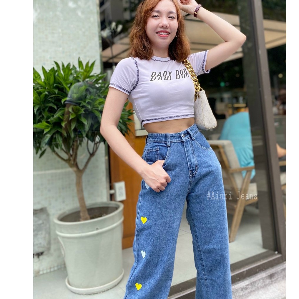 Quần jeans ống rộng nữ  🚀FREESHIP🚀 Quần bò ống rống cạp cao lưng cao