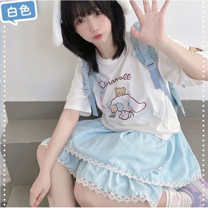 Áo Thun Tay Ngắn Cổ Tròn In Hình Chú Chó Cinnamon Dễ Thương Thời Trang Mùa Hè Cho Nữ